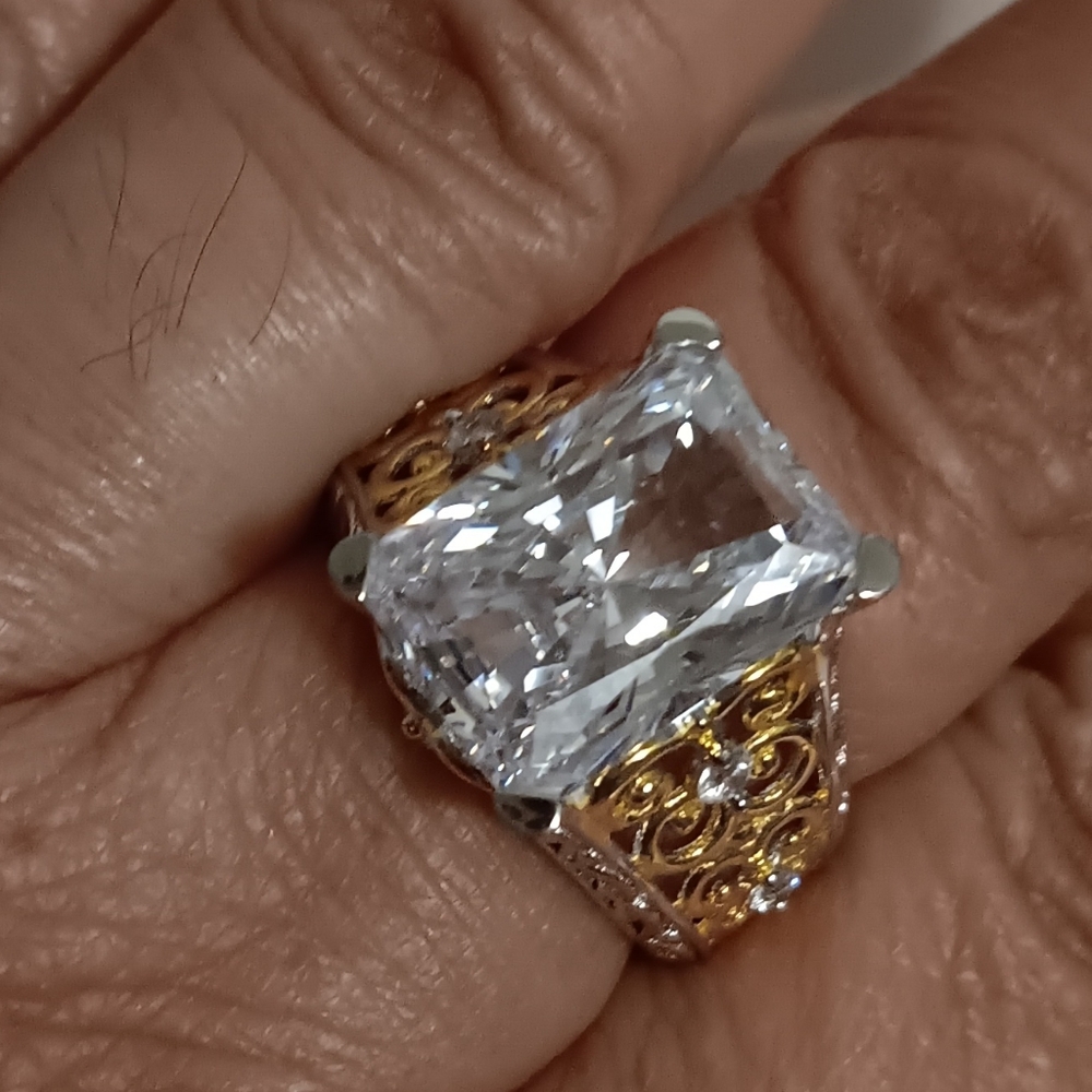 COCKTAIL RING 18K YELLOW GOLD OVER STERLING SILVER SIZE… - Picture 6 of 12